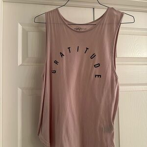 good hYOUman Pink 'Gratitude' Muscle Tee